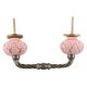 Etched Ceramic Floral Cut Bridge Handle in Pink